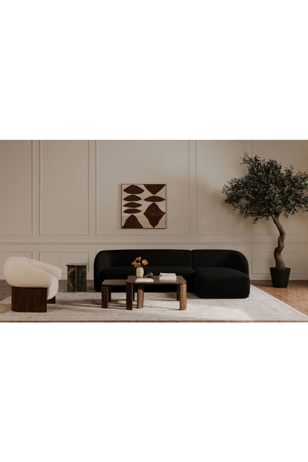 Curved Back Sectional Sofa | Novi Living Faye | Oroa.com