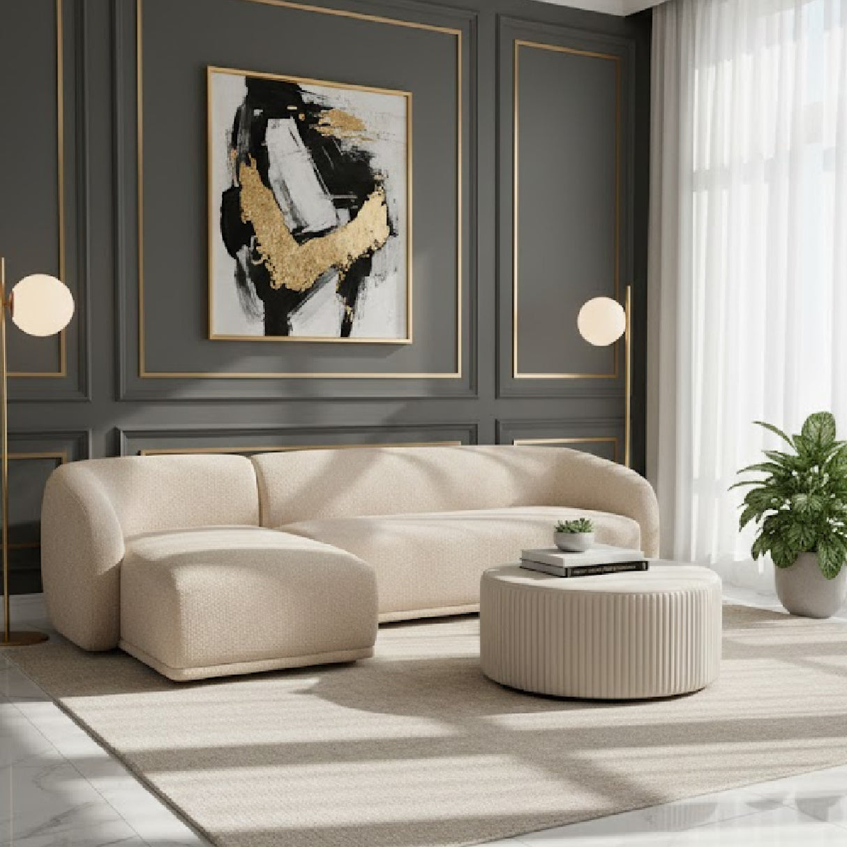 Curved Back Sectional Sofa | Oroa.com