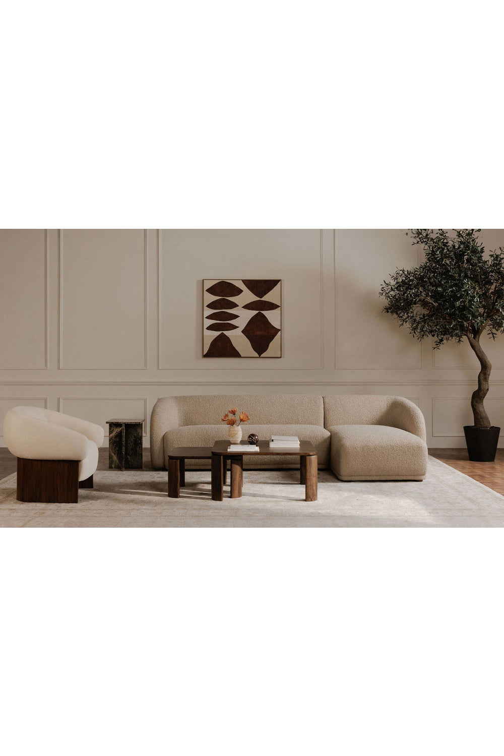 Curved Back Sectional Sofa | Novi Living Faye | Oroa.com