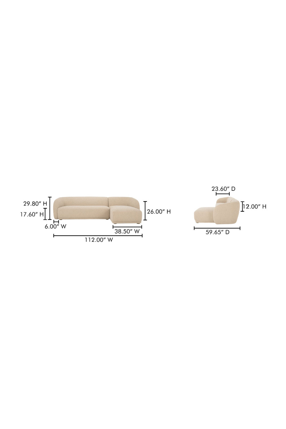 Curved Back Sectional Sofa | Novi Living Faye | Oroa.com