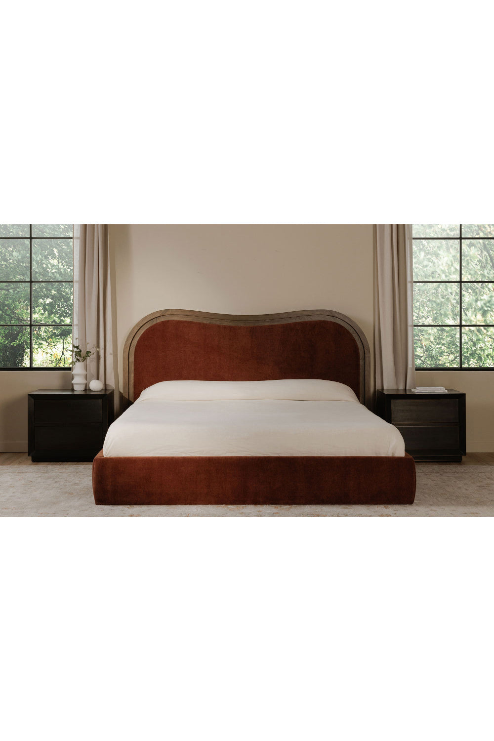 Modern European furniture - Brown Wave Headboard Bed - www.oroa.com | Oroa.com