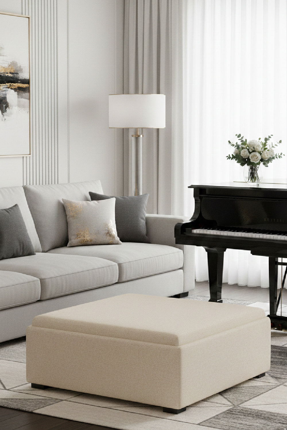Modern European furniture - Square Tray Storage Ottoman - www.oroa.com | Oroa.com