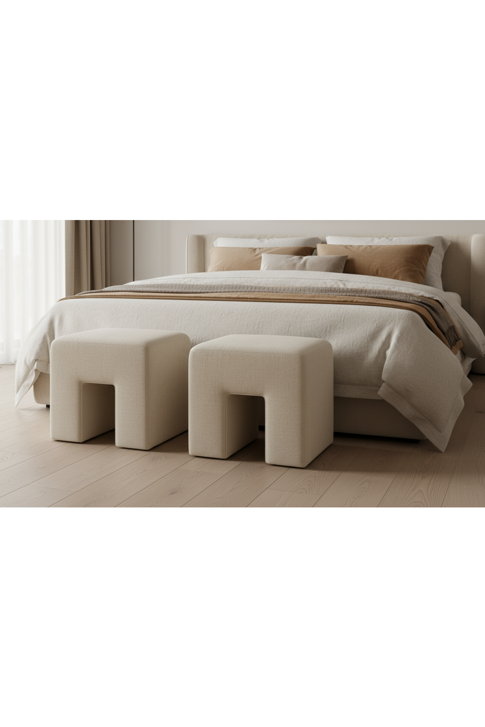 Modern European furniture - Linen Blend Square Stool - www.oroa.com | Oroa.com