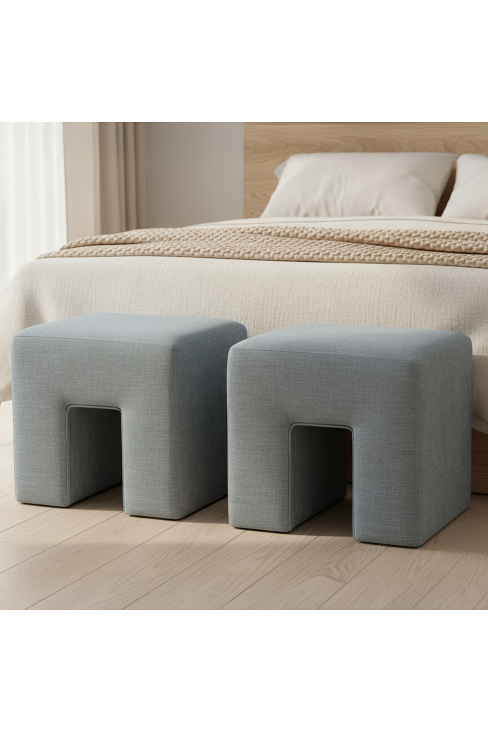 Modern European furniture - Linen Blend Square Stool - www.oroa.com | Oroa.com
