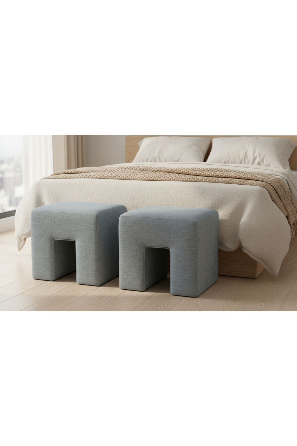 Modern European furniture - Linen Blend Square Stool - www.oroa.com | Oroa.com