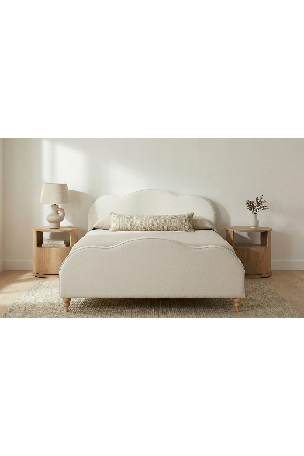 Wavy Design Cream Bed | Oroa.com