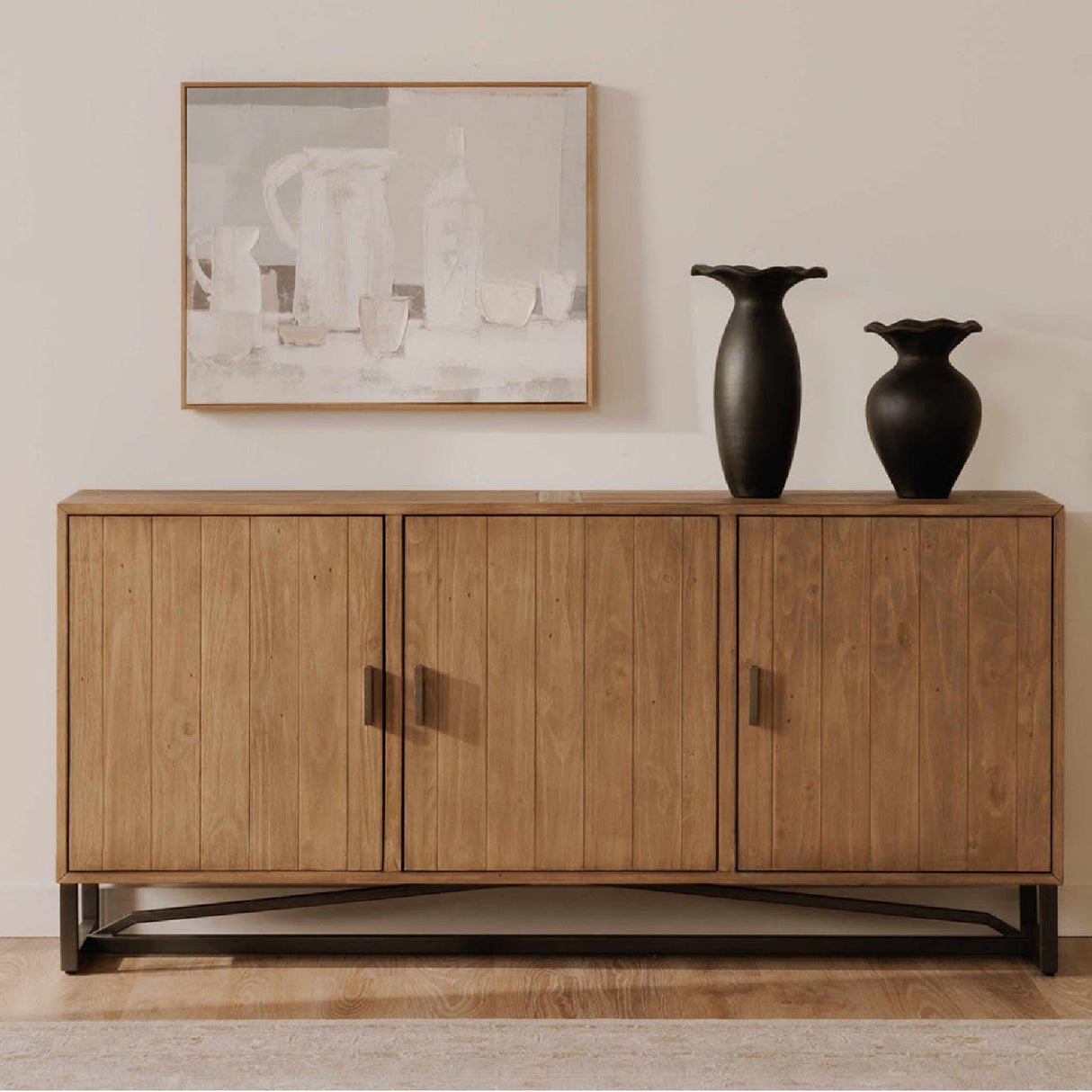 Modern European furniture - Slatted Pine 3-Door Sideboard - www.oroa.com | Oroa.com