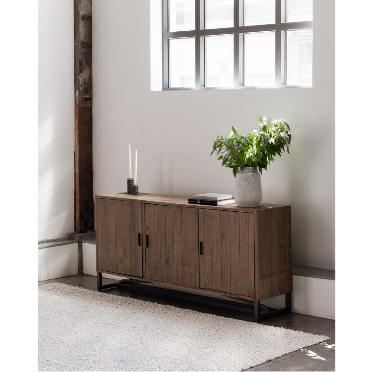 Modern European furniture - Slatted Pine 3-Door Sideboard - www.oroa.com | Oroa.com