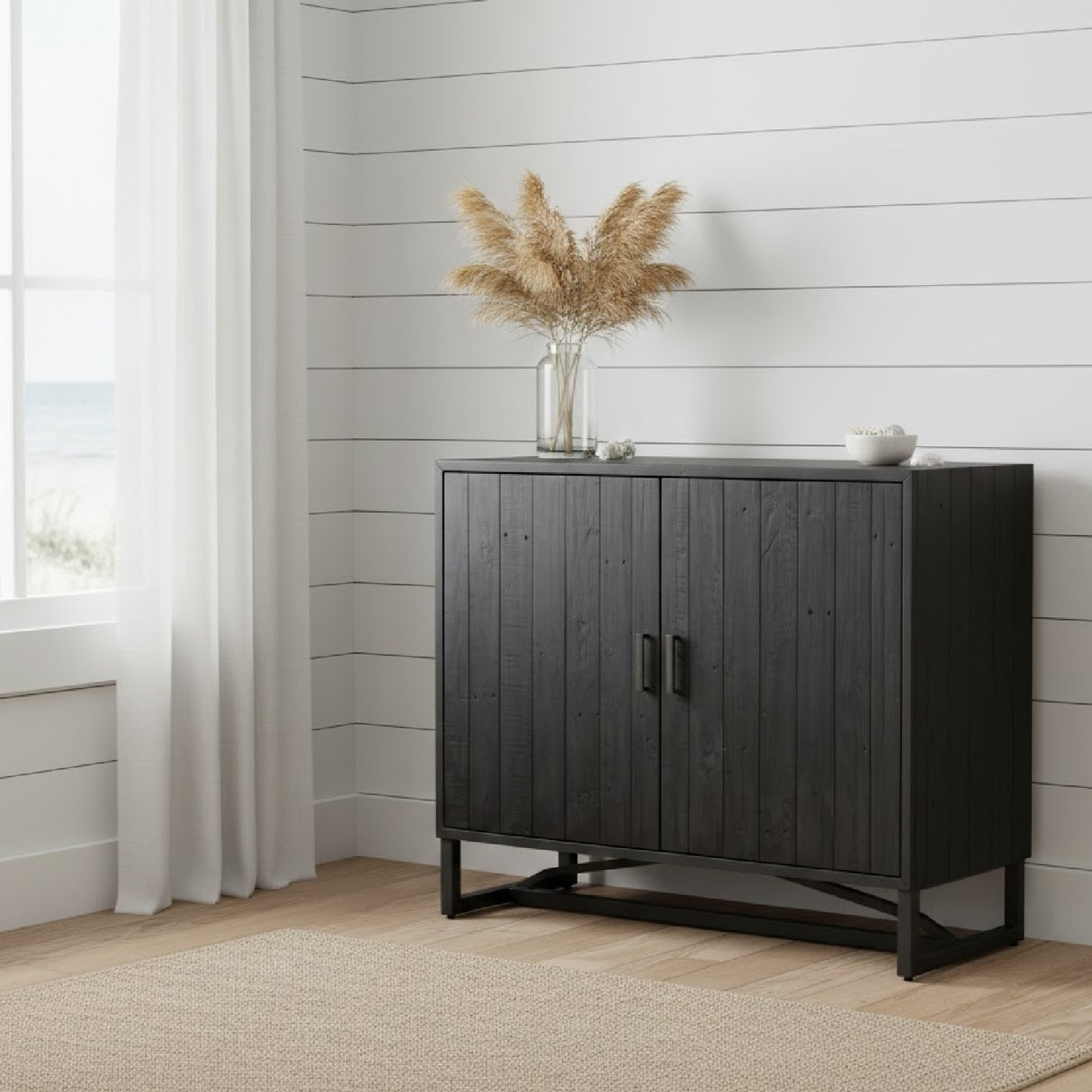 Modern European furniture - Slatted Pine 2-Door Cabinet - www.oroa.com | Oroa.com