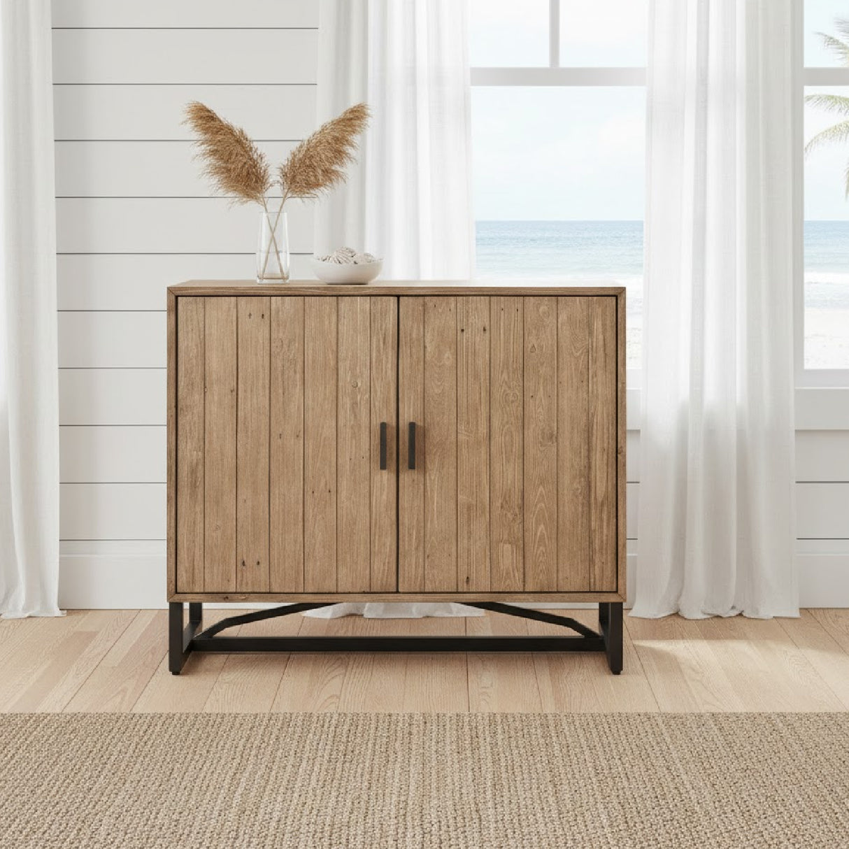 Modern European furniture - Slatted Pine 2-Door Cabinet - www.oroa.com | Oroa.com