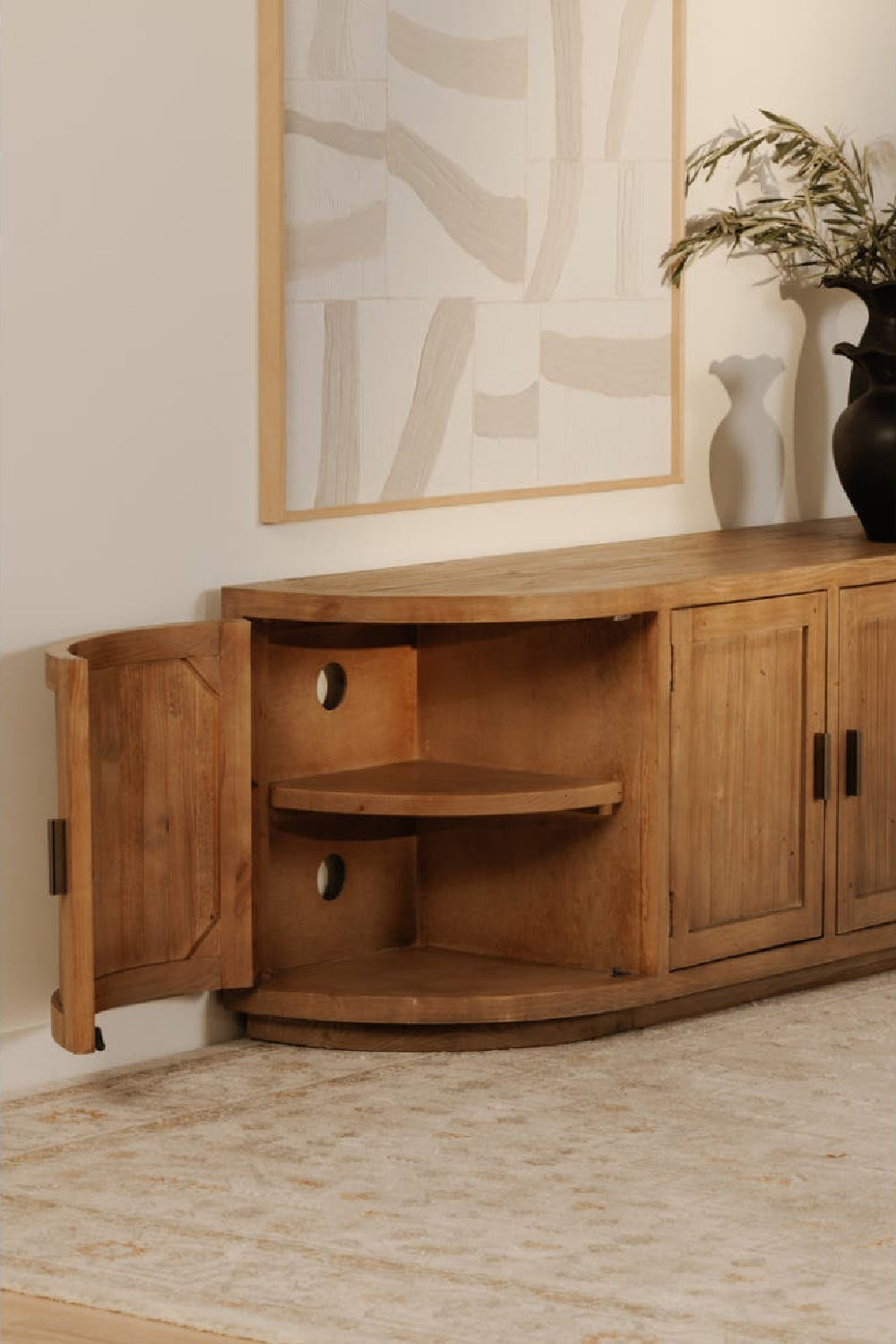 Modern European furniture - Pine Wood 4-Door Media Cabinet - www.oroa.com | Oroa.com