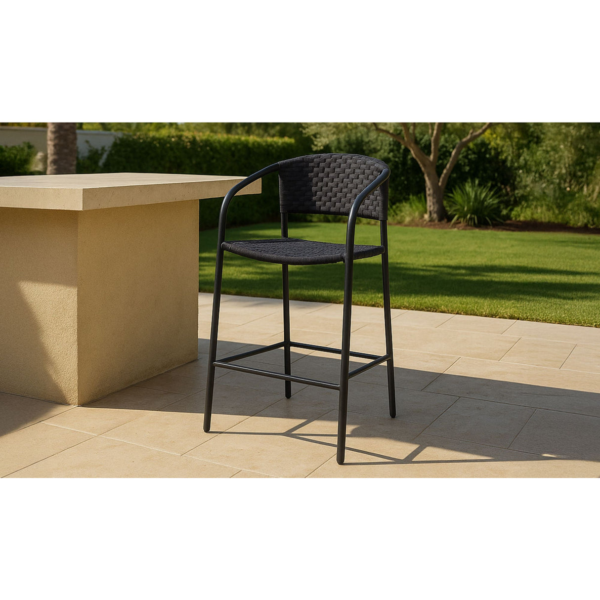 Modern European furniture - Basketweave Outdoor Bar Stool - www.oroa.com | Oroa.com