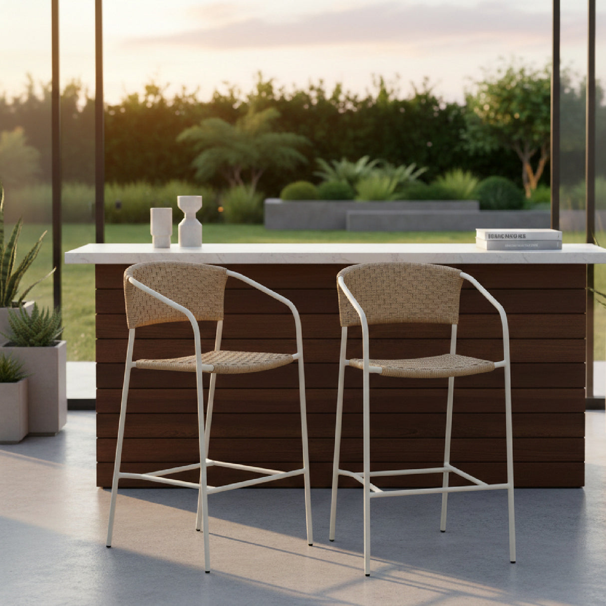 Modern European furniture - Basketweave Outdoor Bar Stool - www.oroa.com | Oroa.com