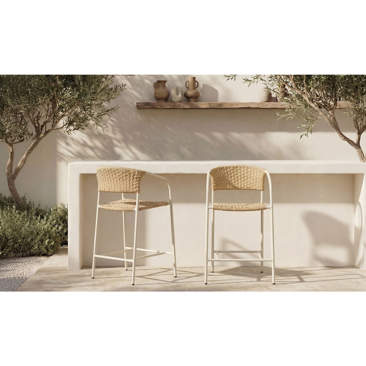 Modern European furniture - Basketweave Outdoor Counter Chair - www.oroa.com | Oroa.com