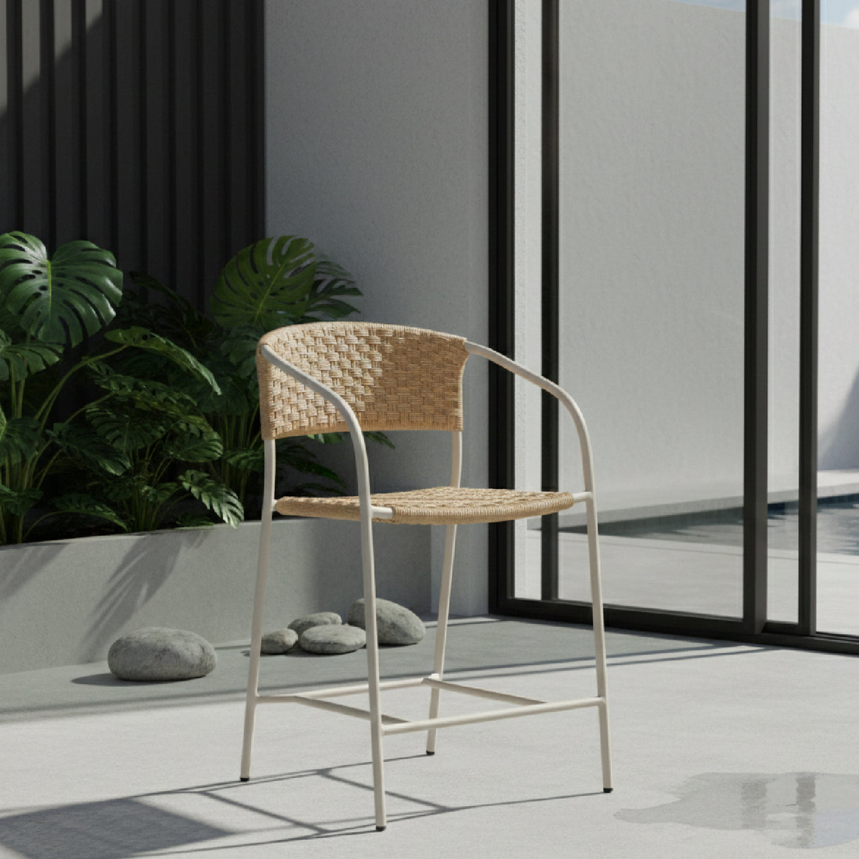 Modern European furniture - Basketweave Outdoor Counter Chair - www.oroa.com | Oroa.com