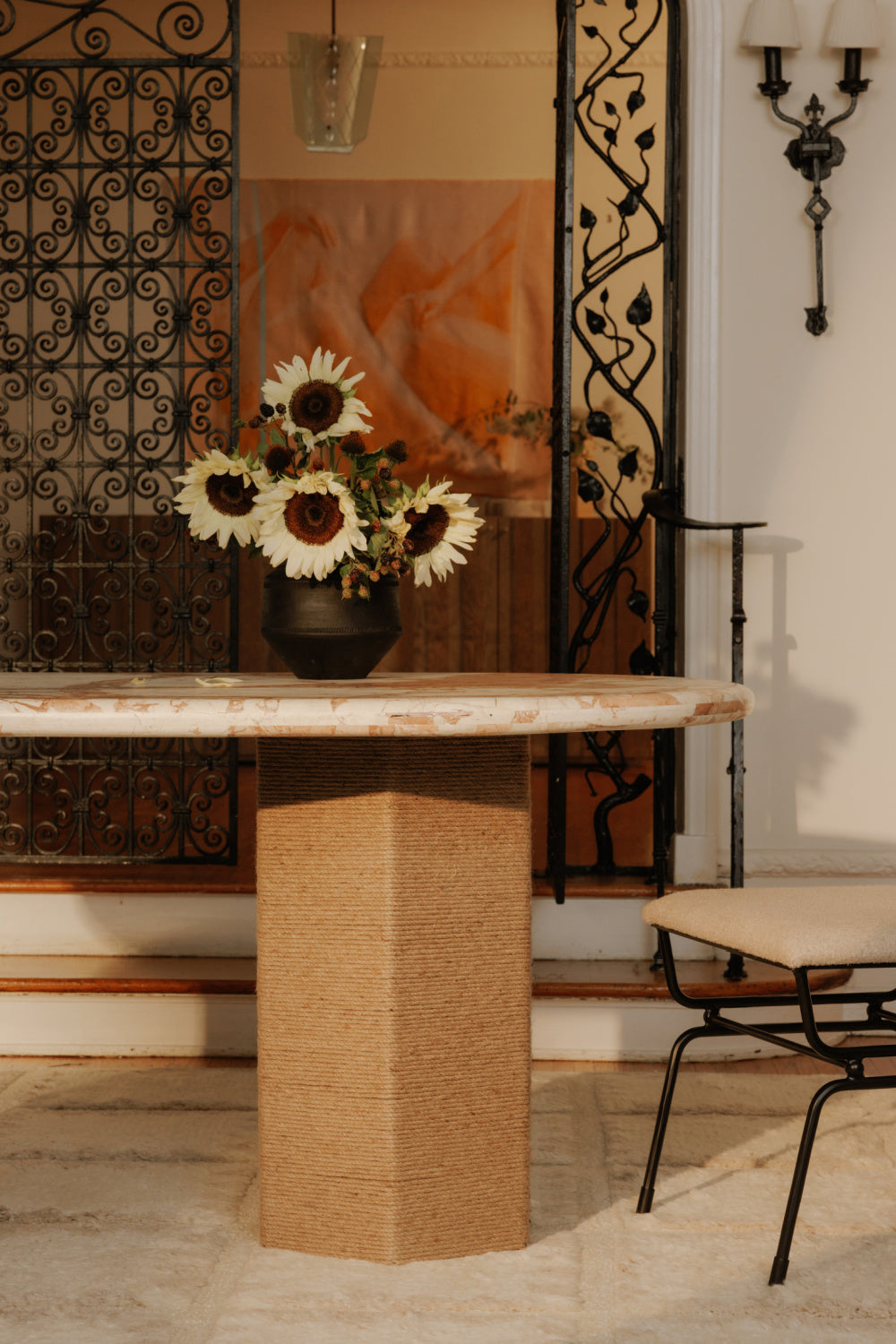 Jute-Wrapped Base Dining Table | Novi Living Sartoria | Oroa.com