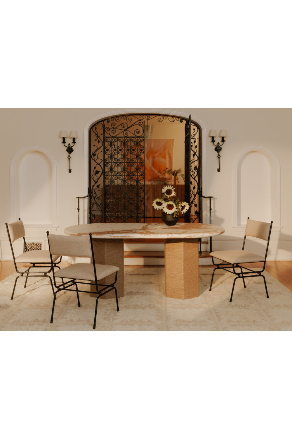 Jute-Wrapped Base Dining Table | Novi Living Sartoria | Oroa.com