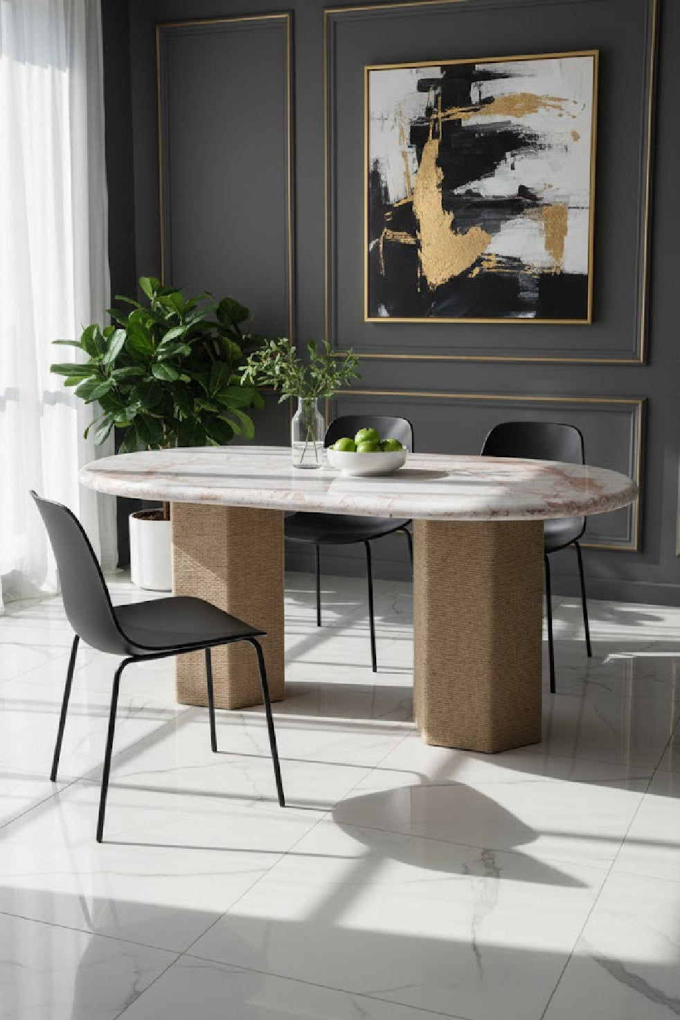 Modern European furniture - Jute-Wrapped Base Dining Table - www.oroa.com | Oroa.com