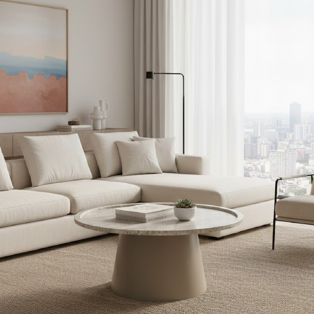 Modern European furniture - Round Marble Tray Coffee Table - www.oroa.com | Oroa.com
