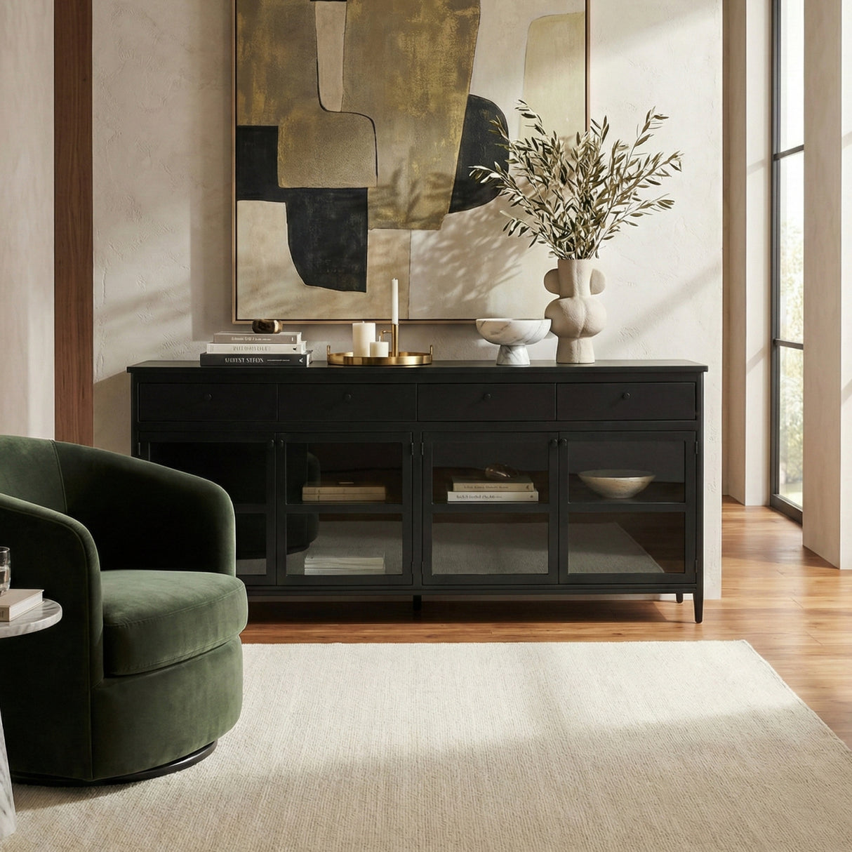 Modern European furniture - Black Metal 4-Door Sideboard - www.oroa.com | Oroa.com