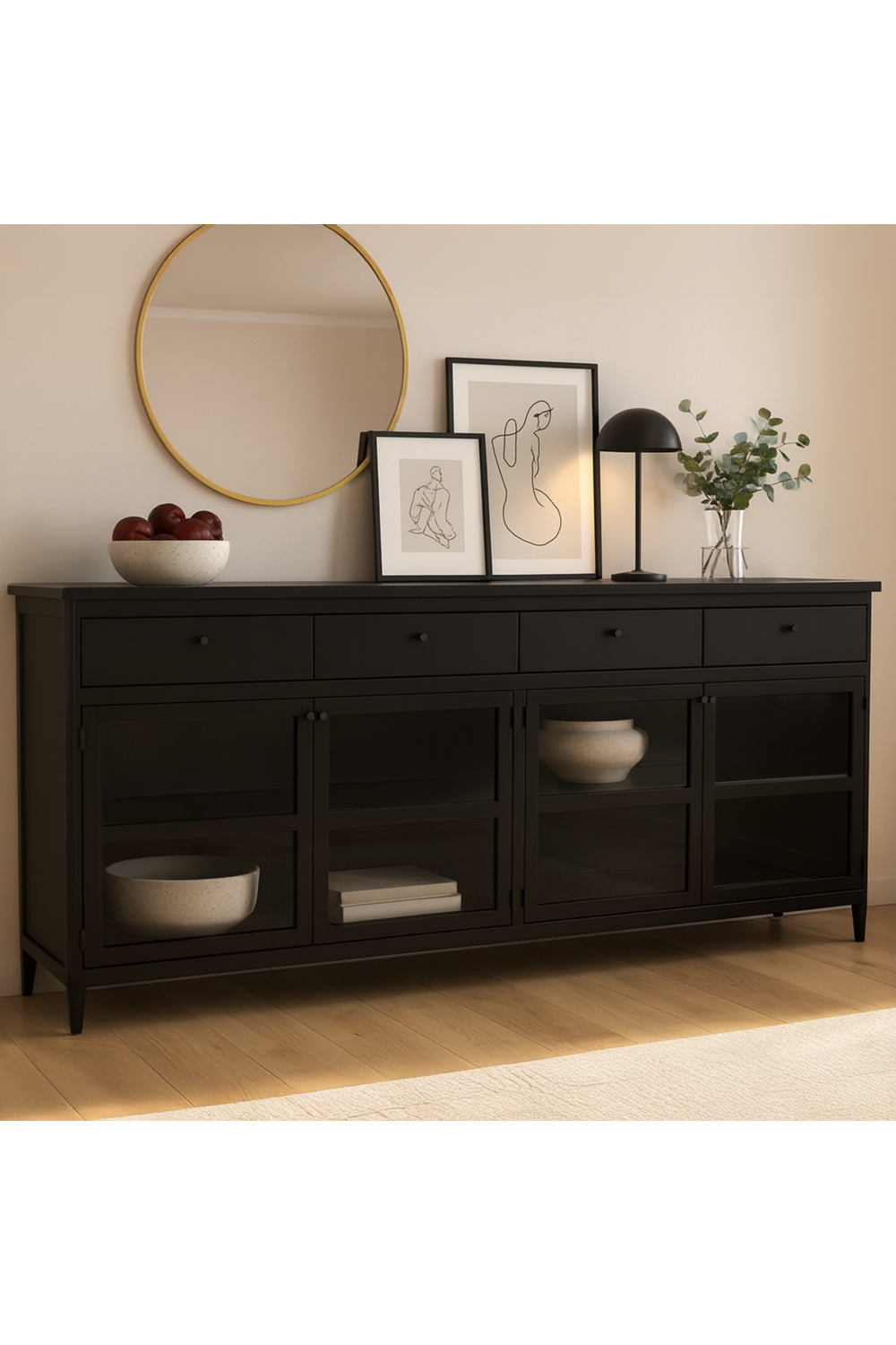 Modern European furniture - Black Metal 4-Door Sideboard - www.oroa.com | Oroa.com