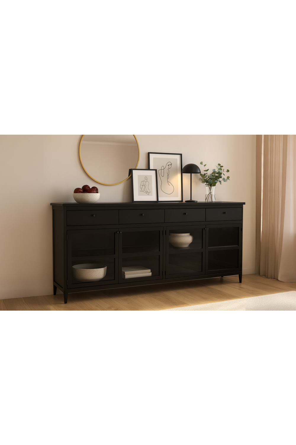 Modern European furniture - Black Metal 4-Door Sideboard - www.oroa.com | Oroa.com