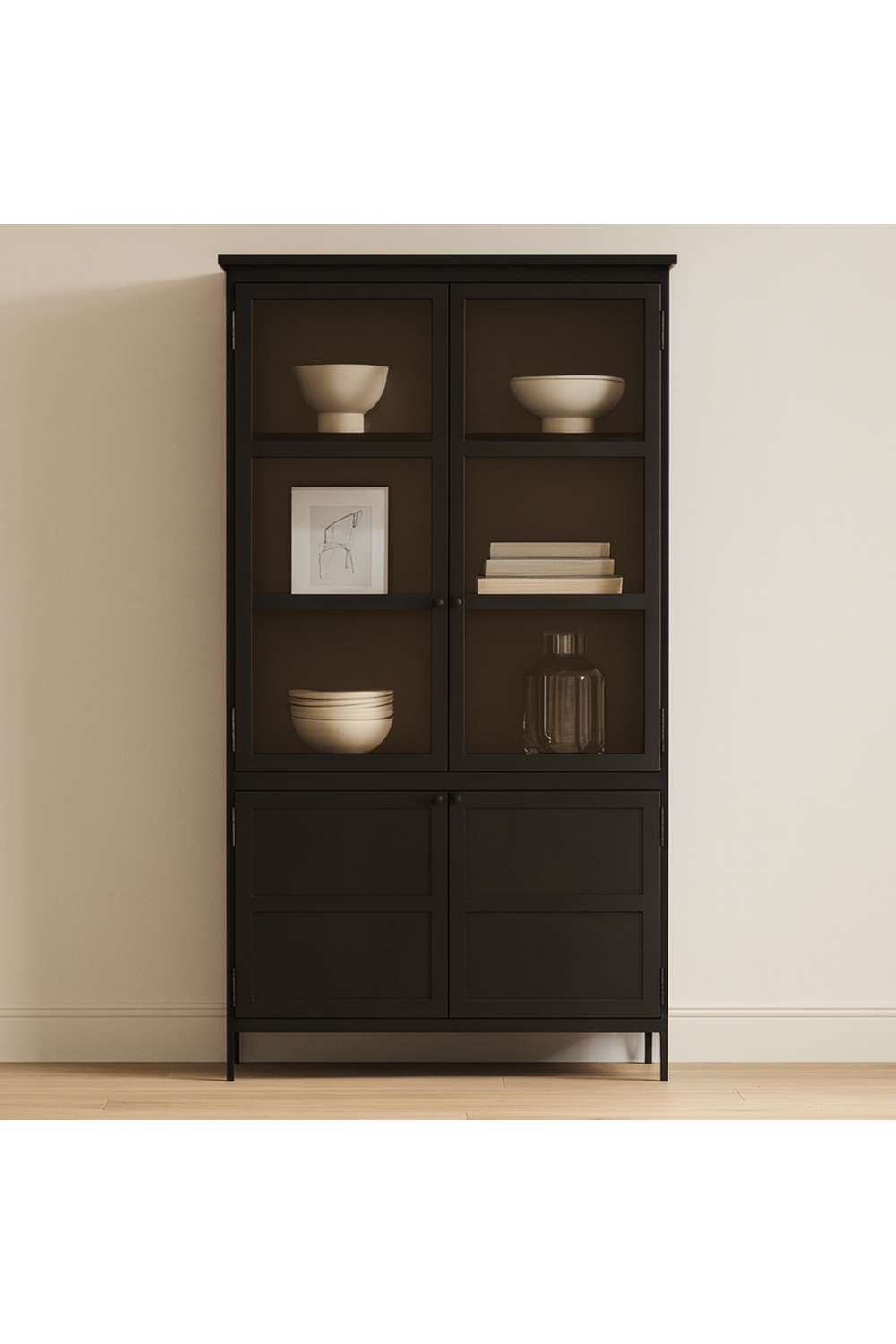Black Metal 4-Door Cabinet | Novi Living Henry | Oroa.com