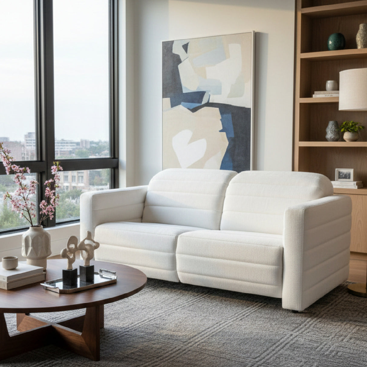 Modern European furniture - Channeled Power Recliner Sofa - www.oroa.com | Oroa.com
