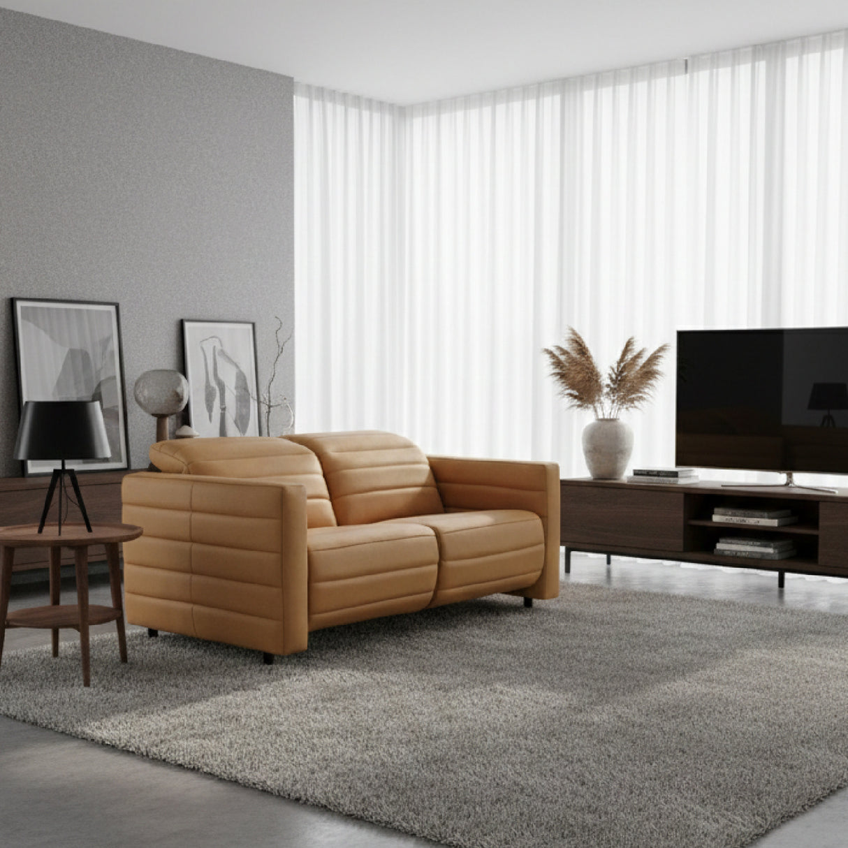 Modern European furniture - Channeled Power Recliner Sofa - www.oroa.com | Oroa.com