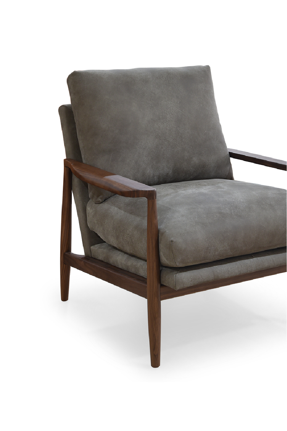 Modern European furniture - Walnut Framed Leather Accent Chair - www.oroa.com | Oroa.com