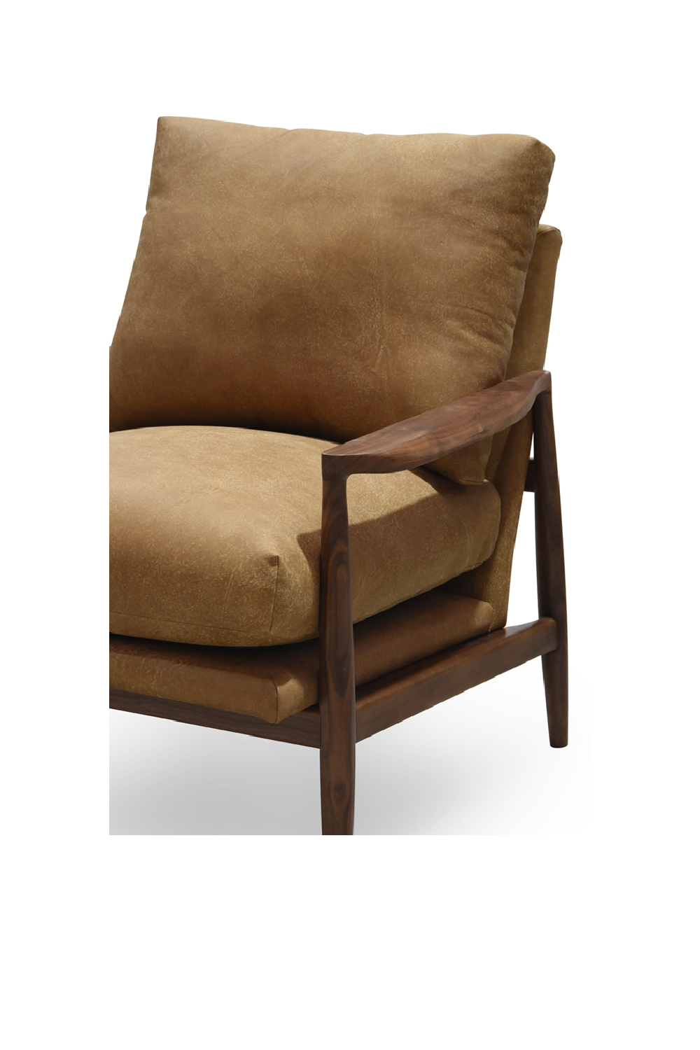 Modern European furniture - Walnut Framed Leather Accent Chair - www.oroa.com | Oroa.com