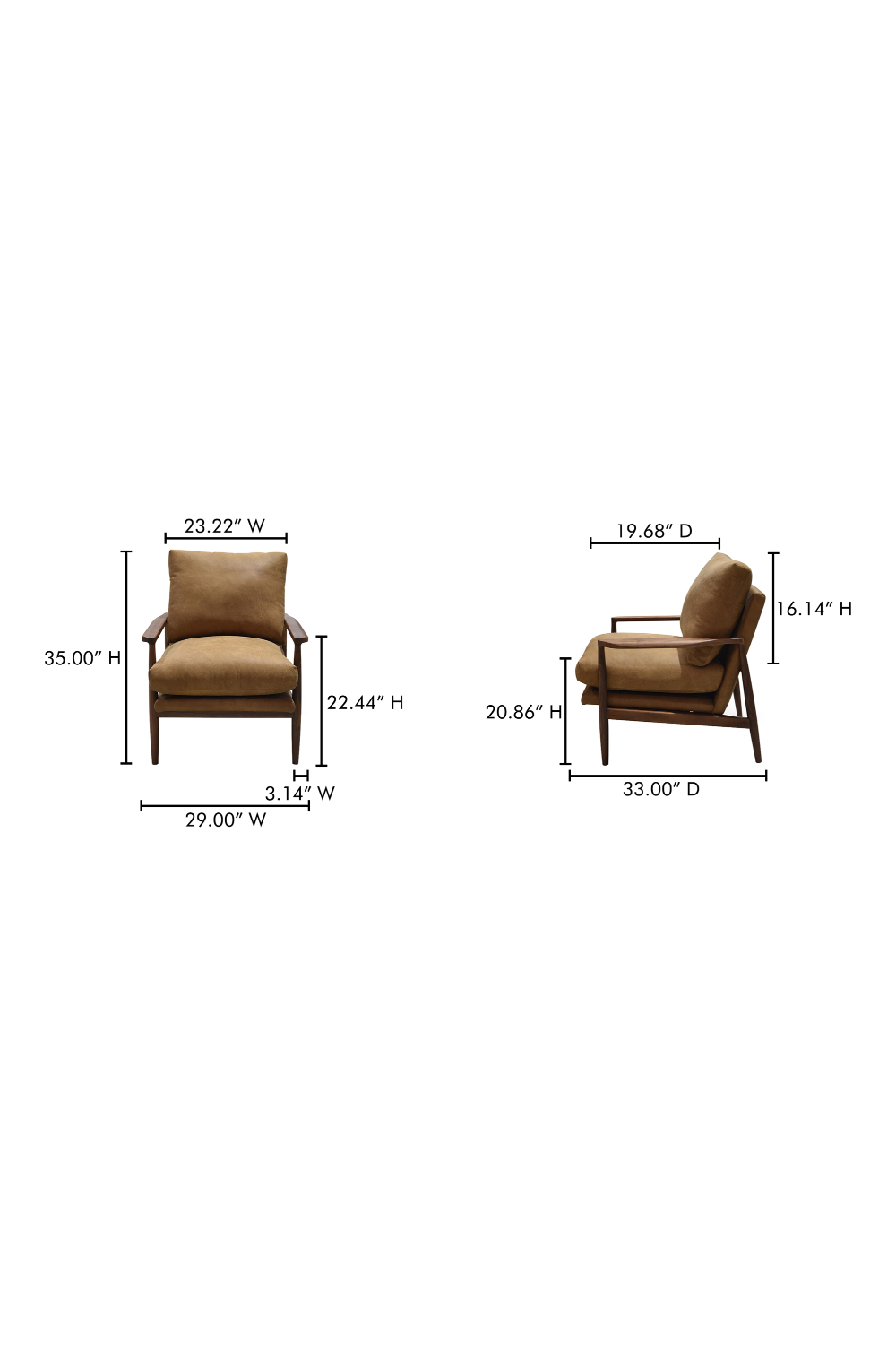Modern European furniture - Walnut Framed Leather Accent Chair - www.oroa.com | Oroa.com