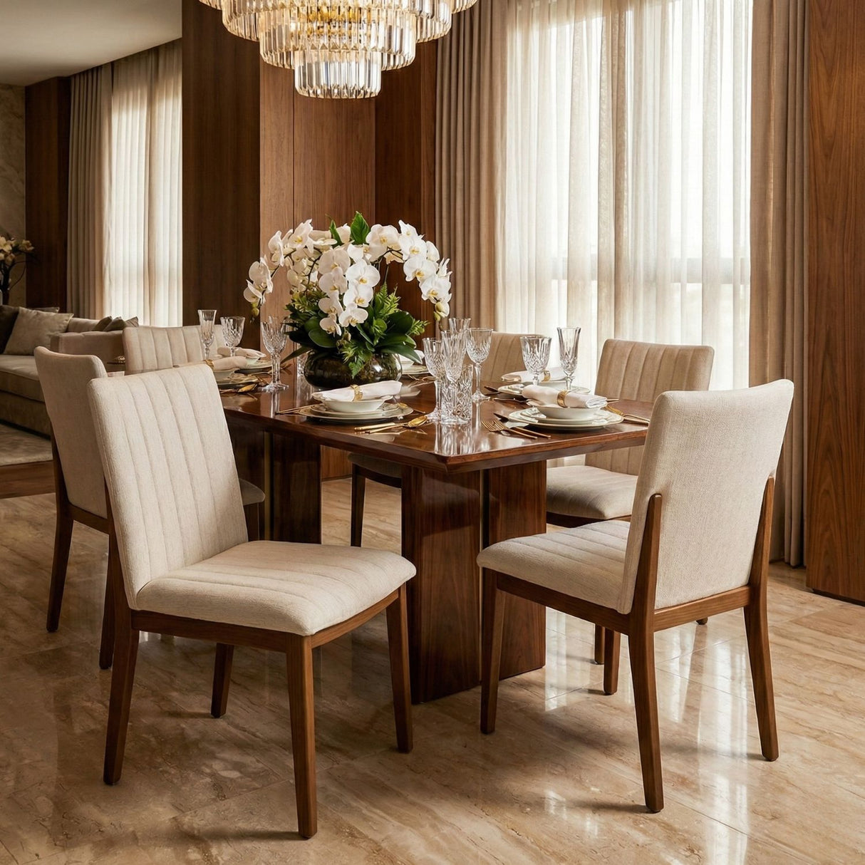 Modern European furniture - Cream Padded Dining Chairs (2) - www.oroa.com | Oroa.com