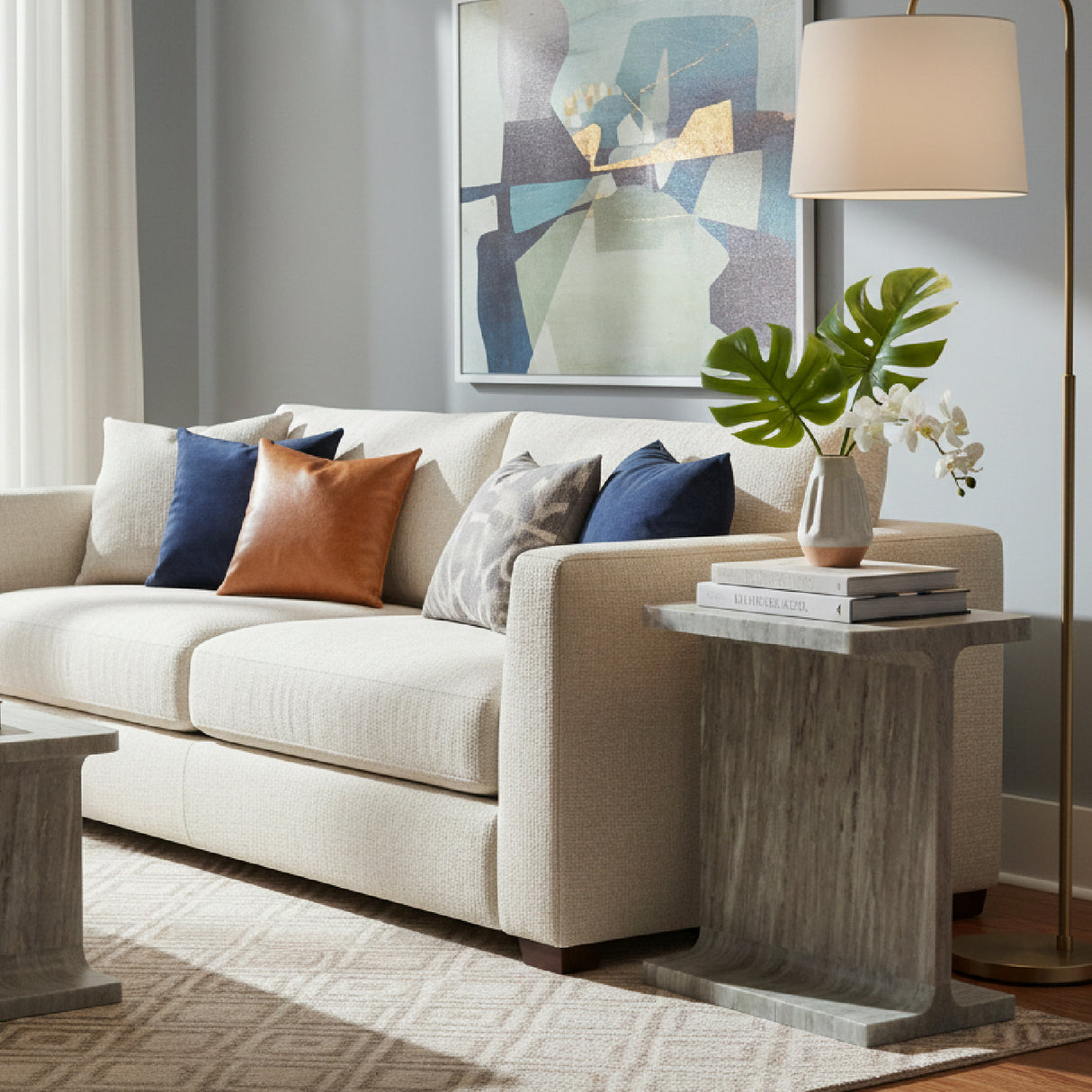 Modern European furniture - Marble I-Beam Accent Table - www.oroa.com | Oroa.com