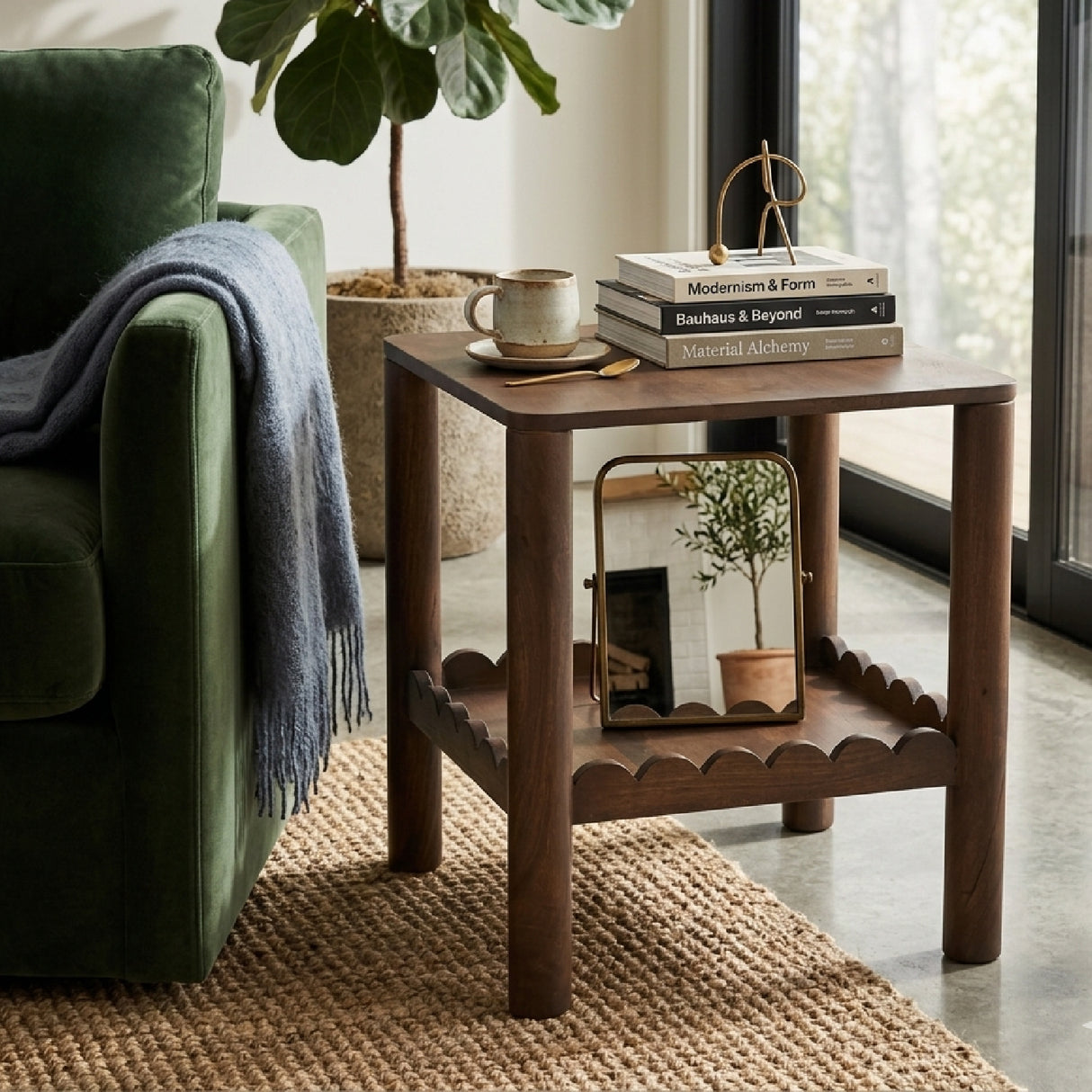 Modern European furniture - Scalloped Edge Brown Side Table - www.oroa.com | Oroa.com