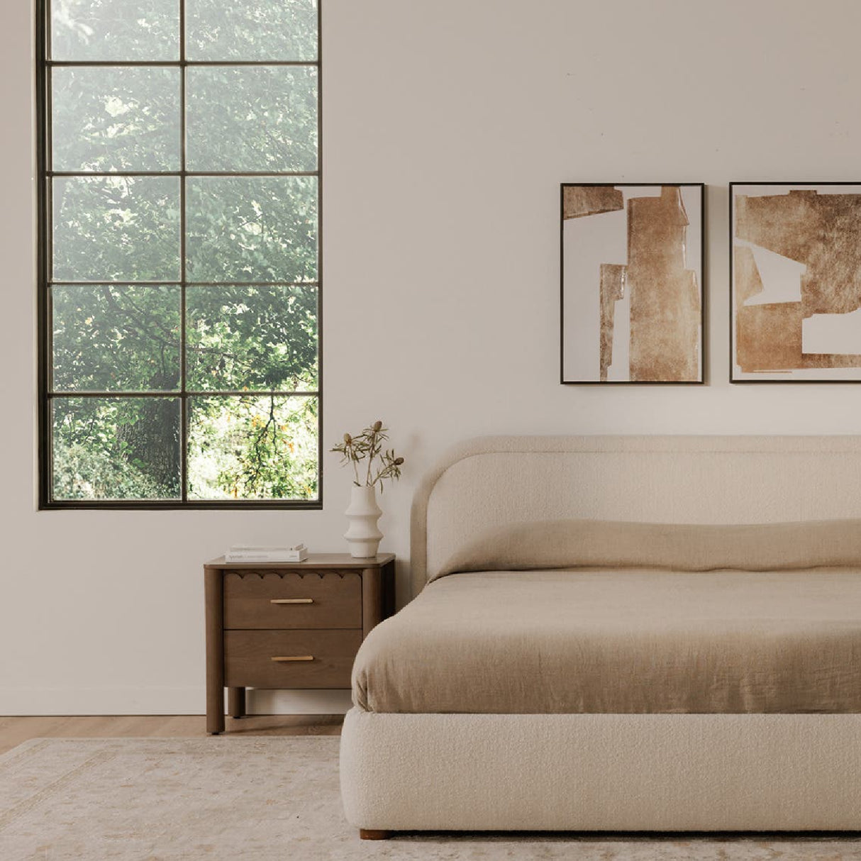 Modern European furniture - Scalloped-Edge 2-Drawer Nightstand - www.oroa.com