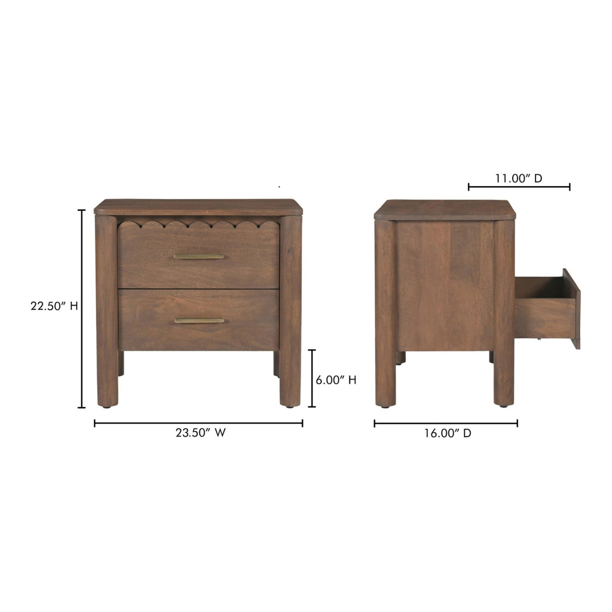 Modern European furniture - Scalloped-Edge 2-Drawer Nightstand - www.oroa.com