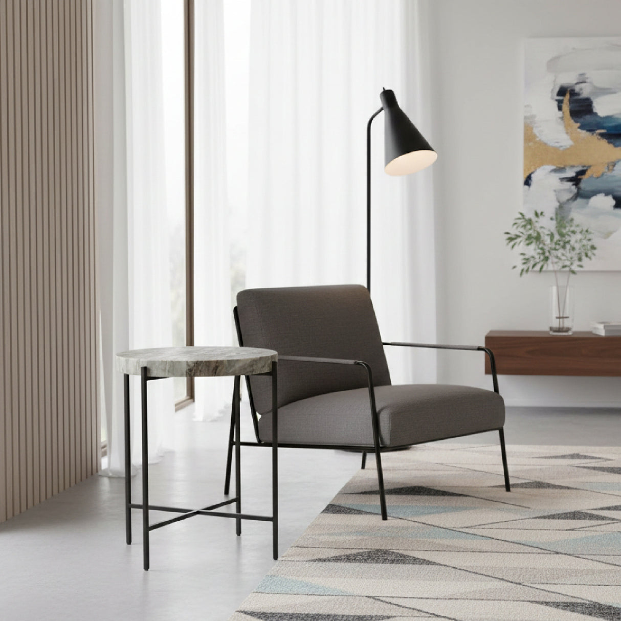 Modern European furniture - Round Natural Marble Accent Table - www.oroa.com