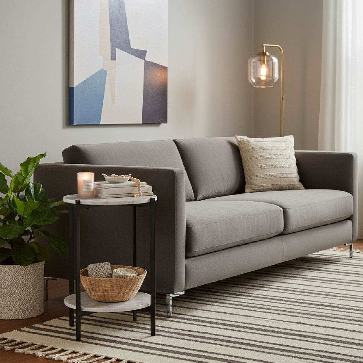 Modern European furniture - White Marble 2-Layer Accent Table - www.oroa.com | Oroa.com