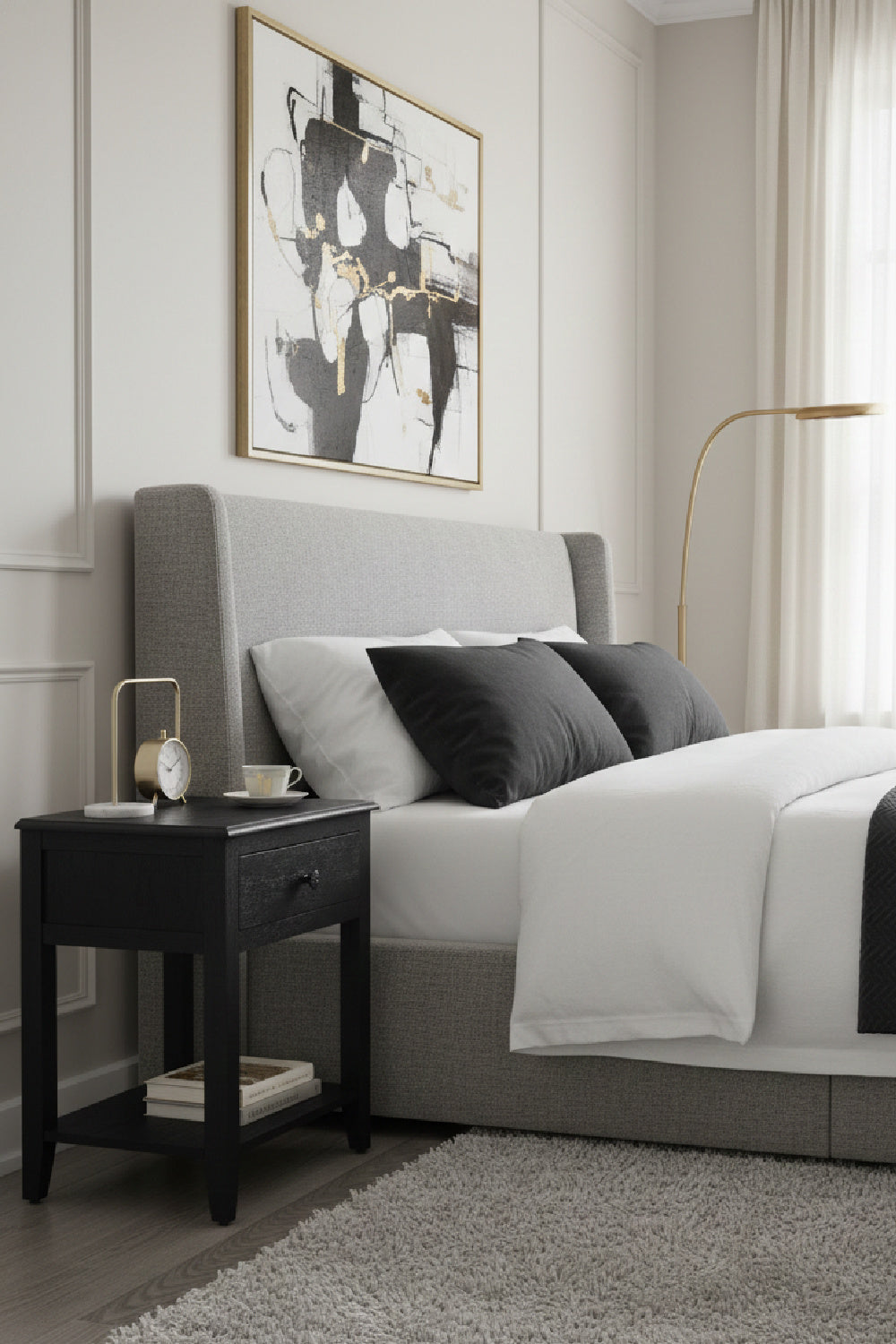 Modern European furniture - Antique Black 1-Drawer Nightstand - www.oroa.com