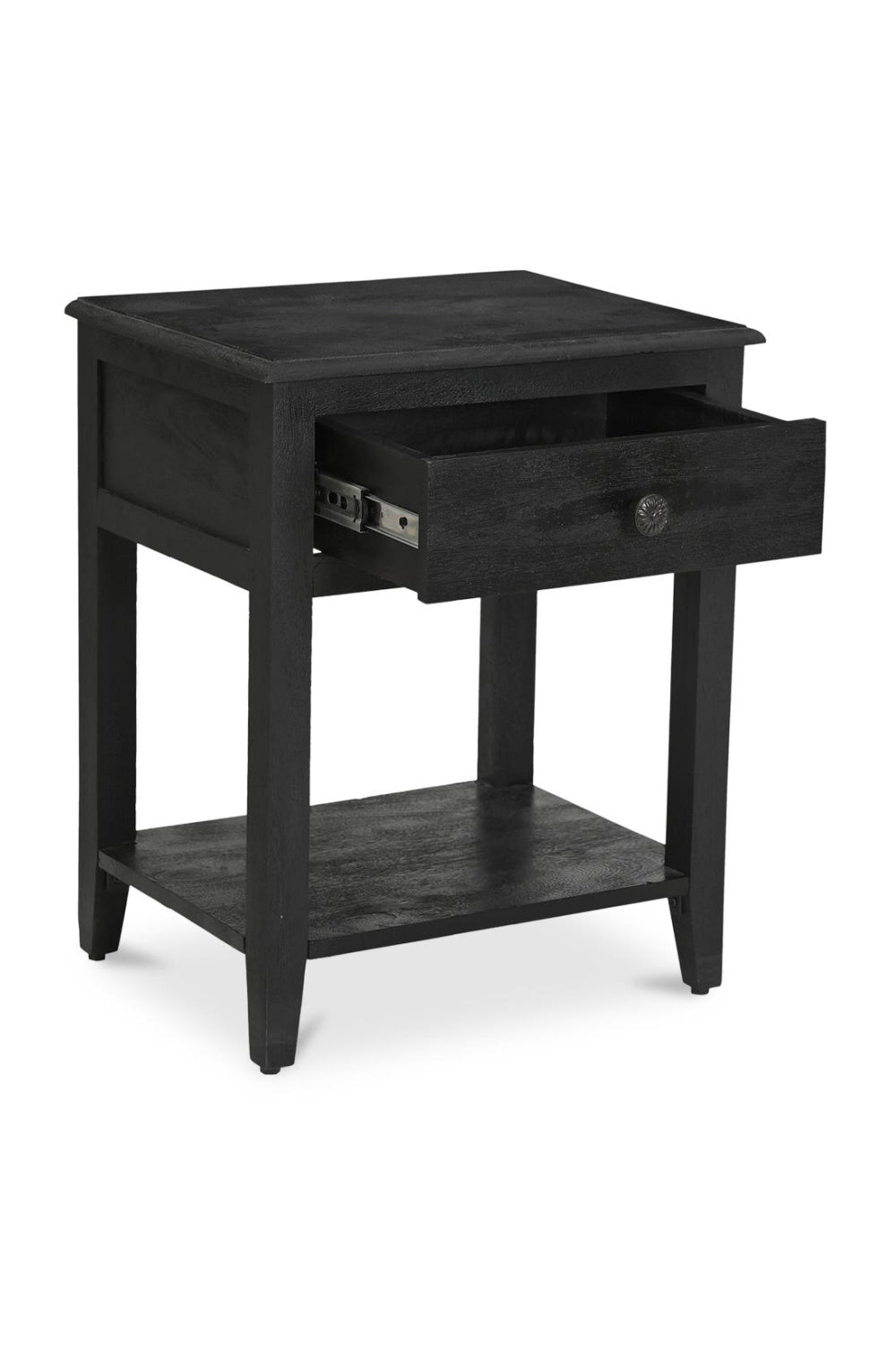 Modern European furniture - Antique Black 1-Drawer Nightstand - www.oroa.com