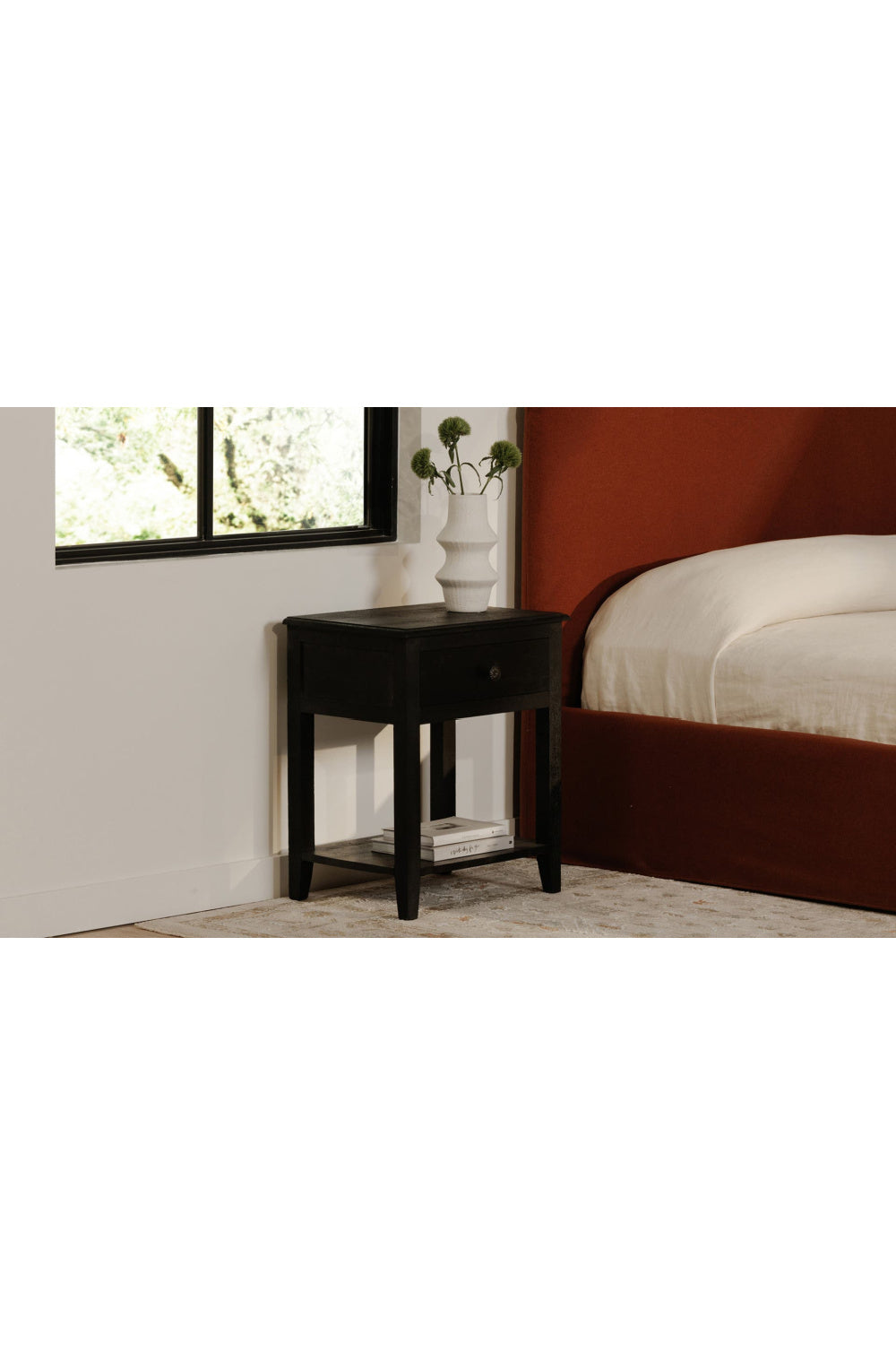 Modern European furniture - Antique Black 1-Drawer Nightstand - www.oroa.com