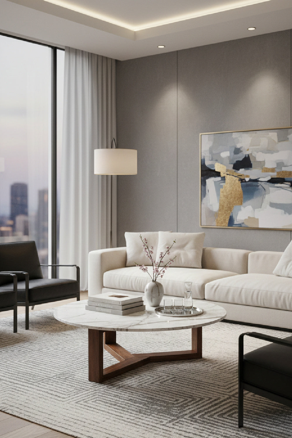 Modern European furniture - Wooden Base Marble Coffee Table - www.oroa.com | Oroa.com