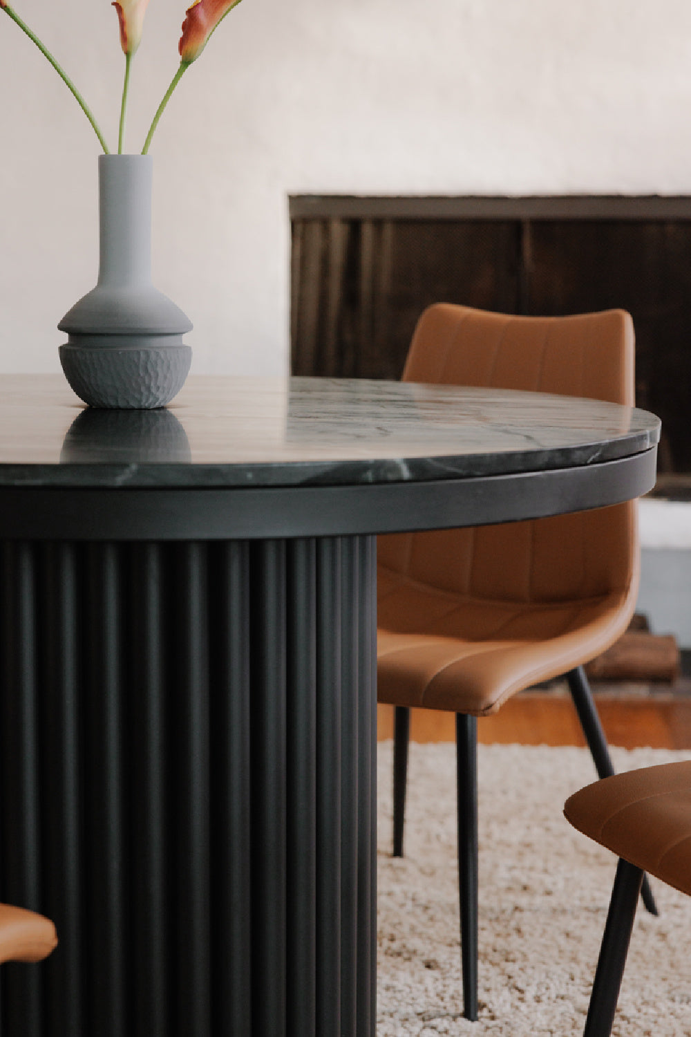Modern European furniture - Pillar Base Marble Dining Table - www.oroa.com | Oroa.com