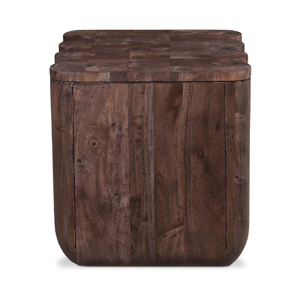 Modern European furniture - Scalloped Brown Acacia Accent Table - www.oroa.com