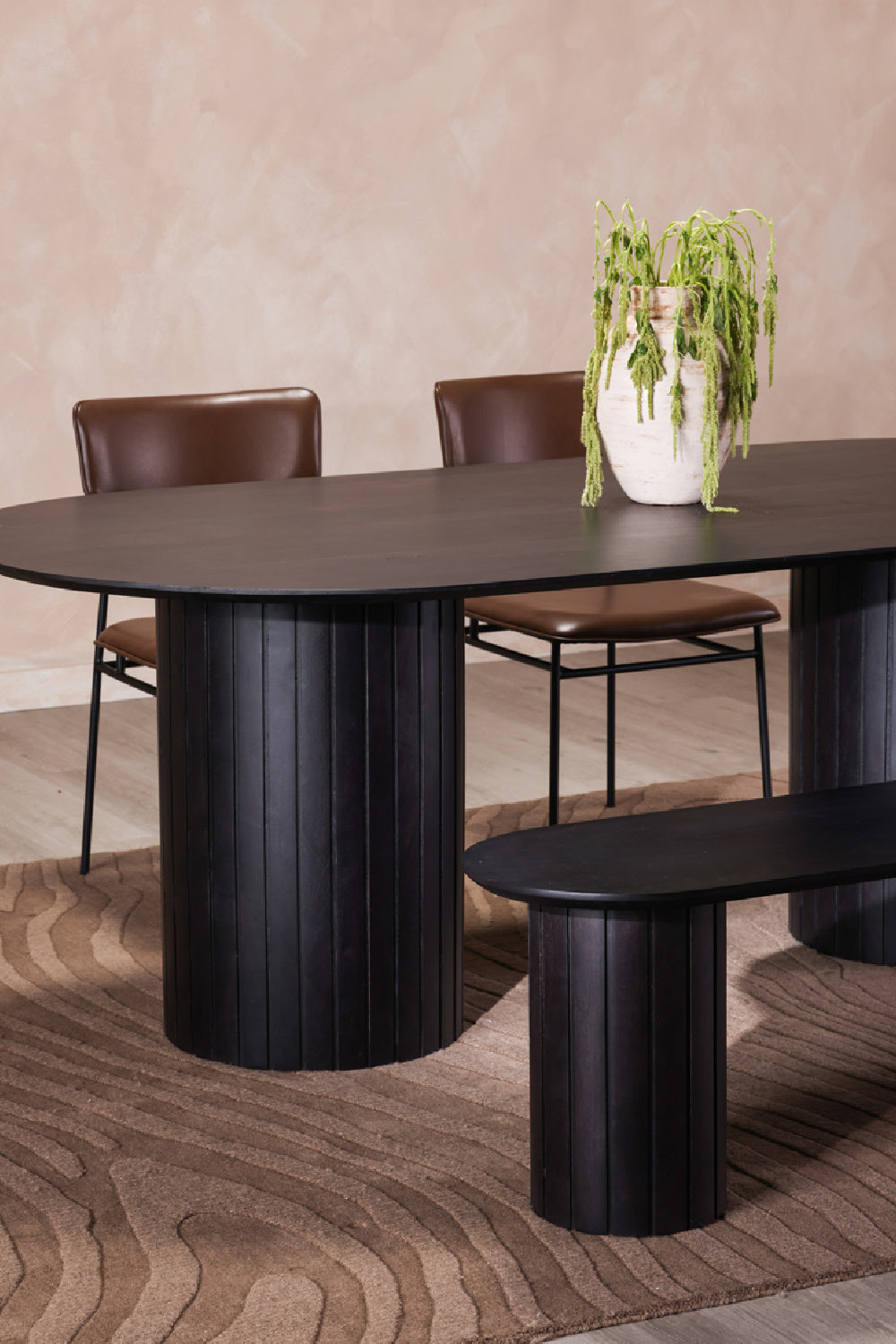 Modern European furniture - Black Acacia Wood Bench - www.oroa.com