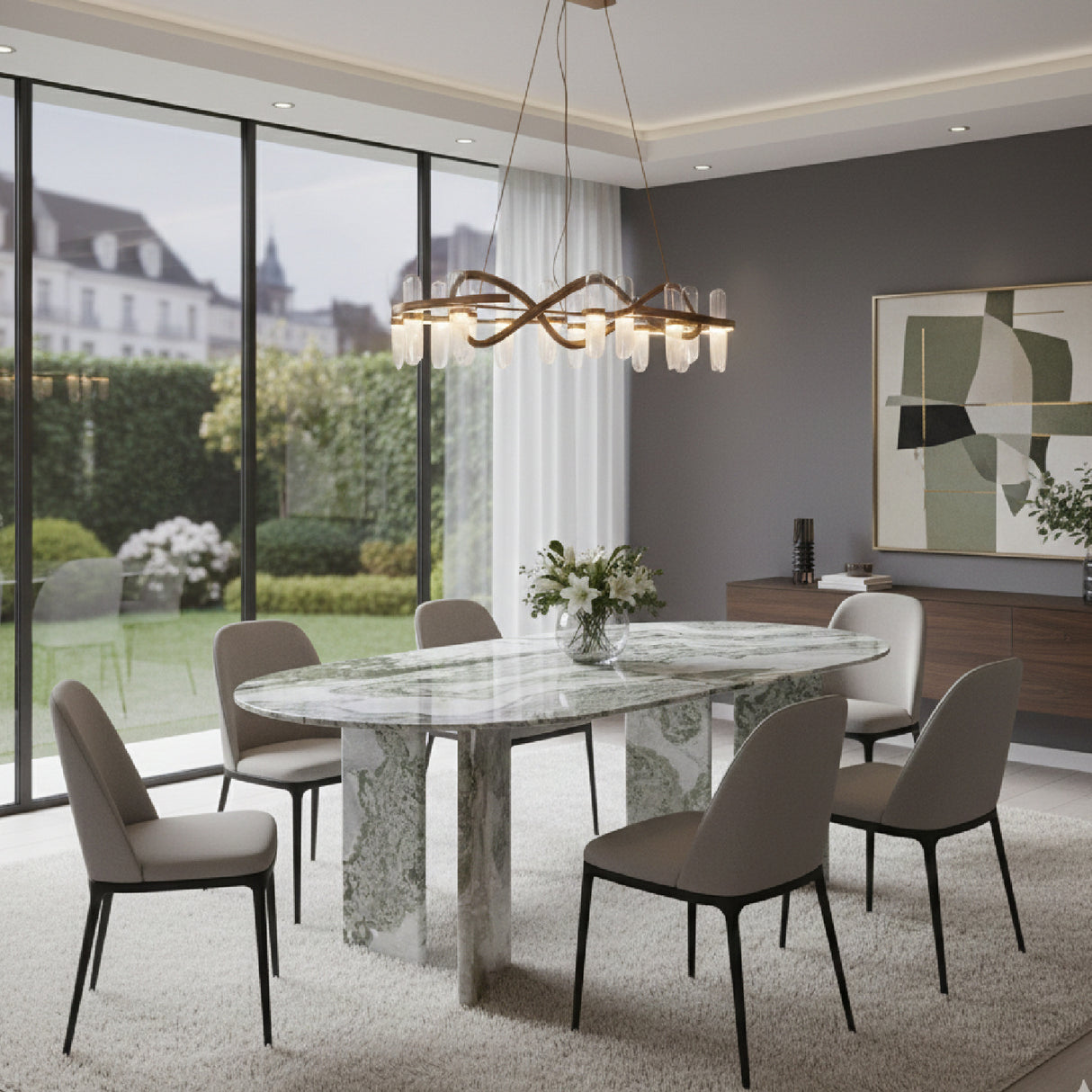 Green Onyx Marble Dining Table | Novi Living Celia | Oroa.com