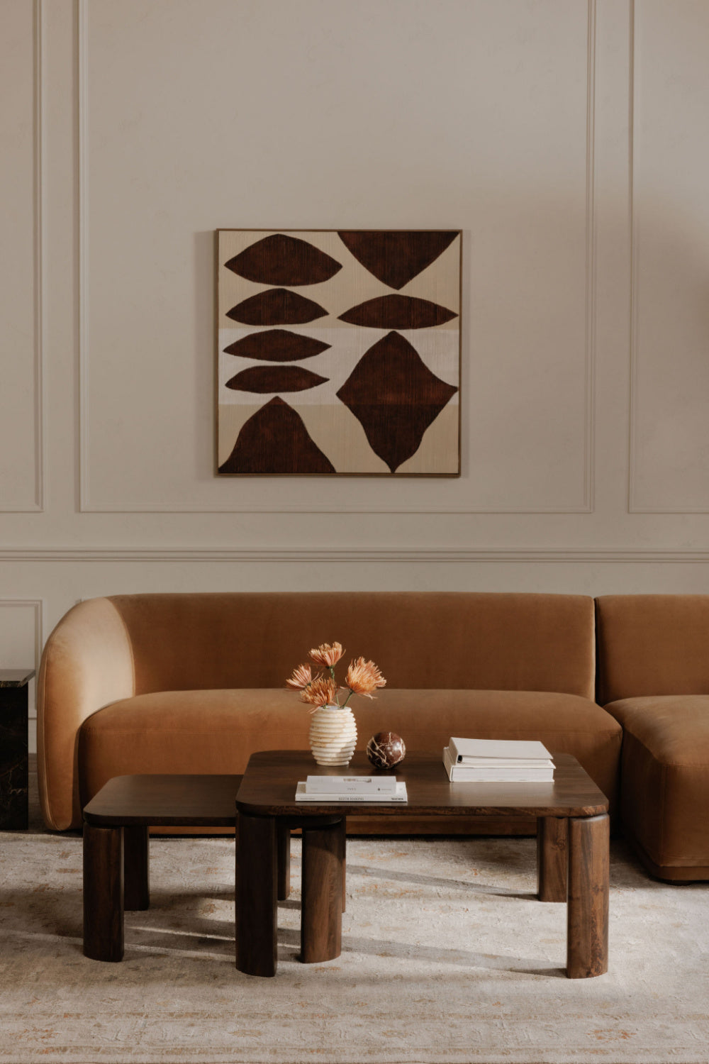 Modern European furniture - Brown Wooden Nesting Coffee Tables (2) - www.oroa.com