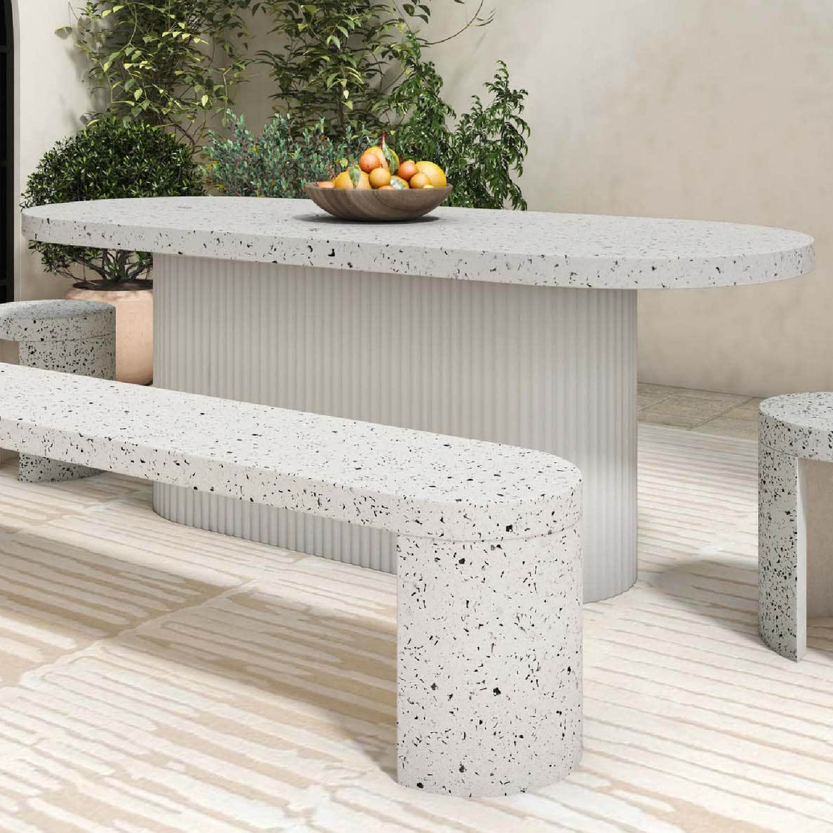 Modern European furniture - White Terrazzo Outdoor Dining Table - www.oroa.com | Oroa.com