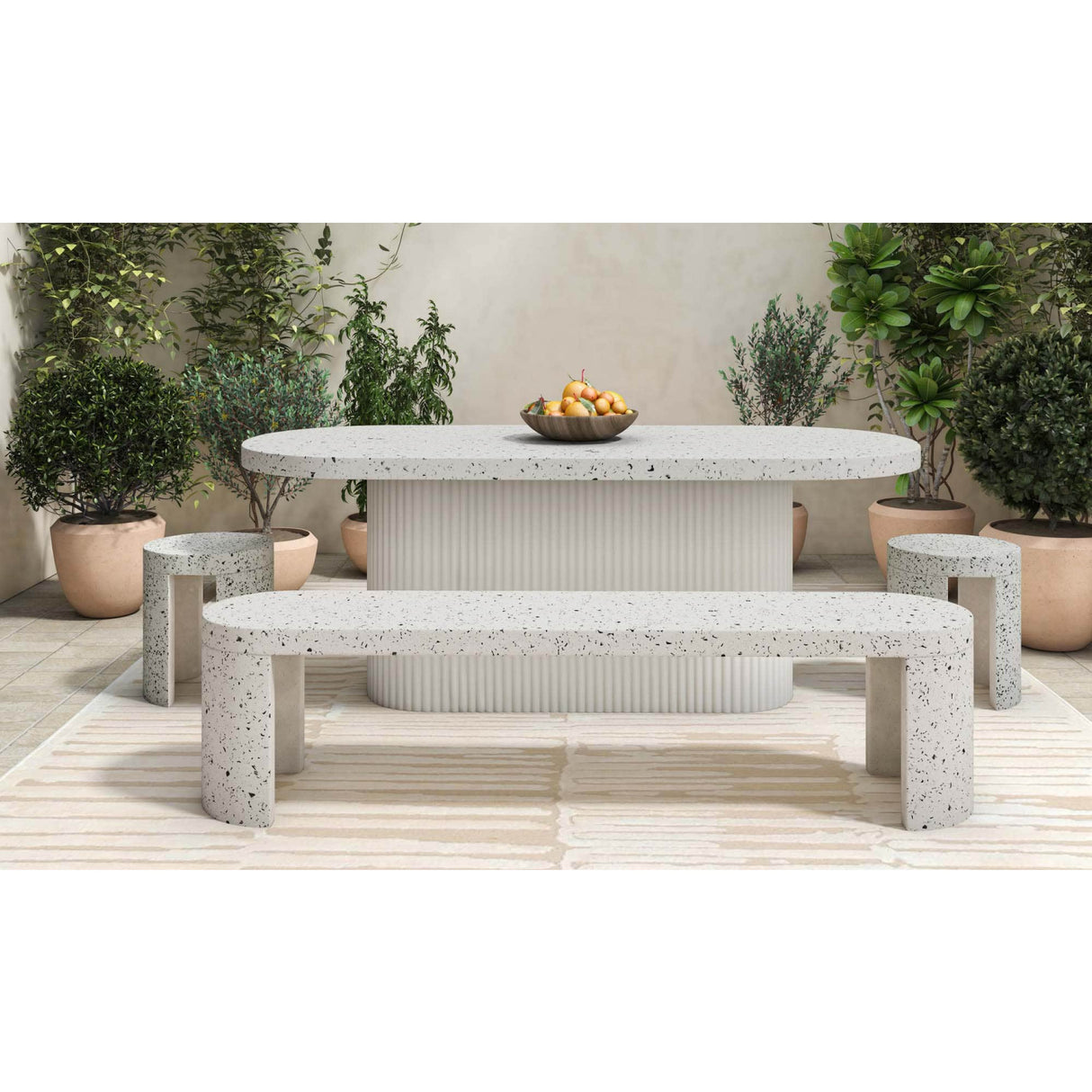Modern European furniture - White Terrazzo Outdoor Dining Table - www.oroa.com | Oroa.com
